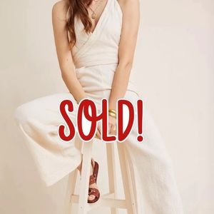 NWT Anthropologie cream jumpsuit
